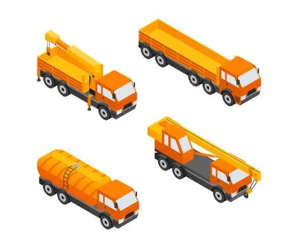 Construction Vehicles - modern vector isometric colorful elements Illustrazione stock