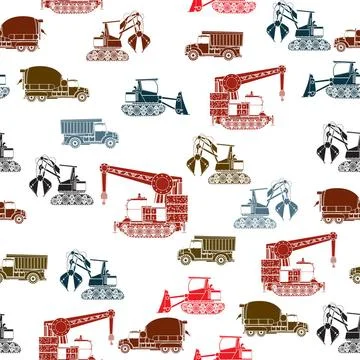 Construction vehicles pattern Construction vehicles seamless pattern in co... 写真素材