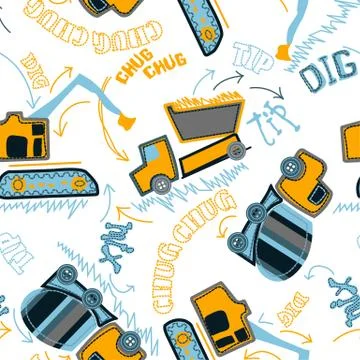 Construction vehicles pattern Stock Illustration