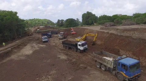 Construction vehicles on site Stock Footage 63451404