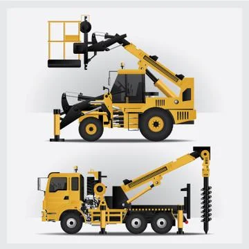 Construction Vehicles Vector Illustration Stock Illustration