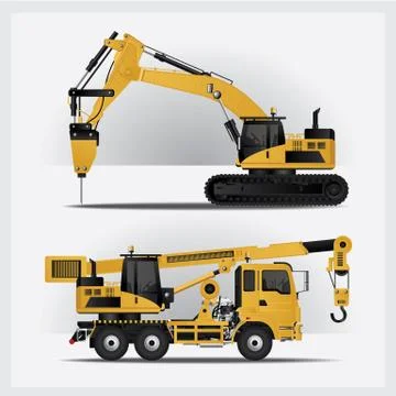 Construction Vehicles Vector Illustration Stock Illustration