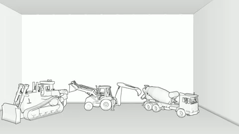 Construction Vehicles Wireframe Stock Footage 319883857