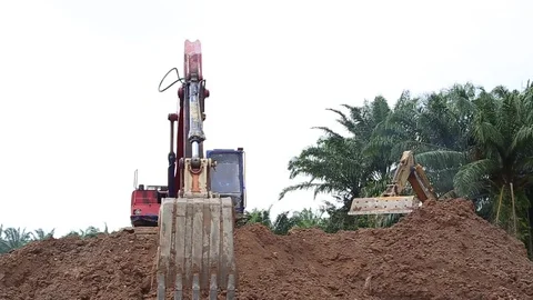 Construction Vehicles at work Stock-Footage 96018924