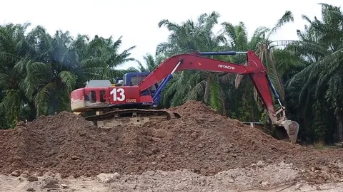 Construction Vehicles at work Stock Footage 96018946