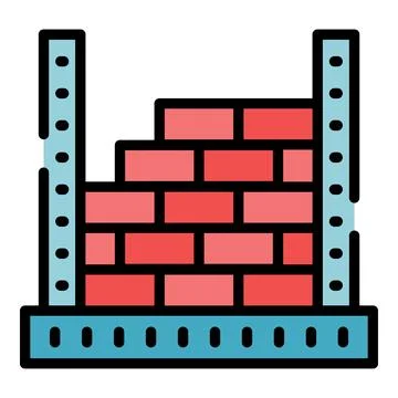 Construction wall brick icon vector flat Stock Illustration