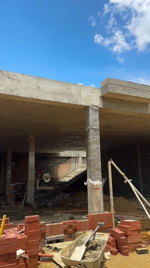 Construction of a warehouse in Africa Stock Footage 324186805