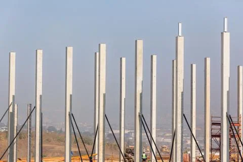 Construction Warehouse Building Site Progress Halfway Stock Photos