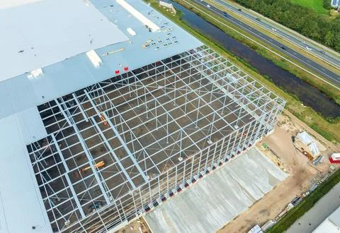 Construction of a warehouse Stock Photos