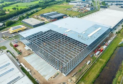 Construction of a warehouse Stock Photos