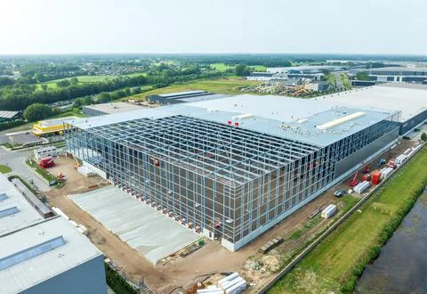 Construction of a warehouse Stock Photos