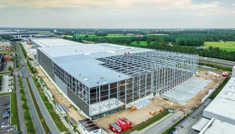 Construction of a warehouse Stock Photos