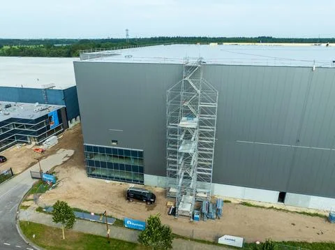 Construction of a warehouse Stock Photos