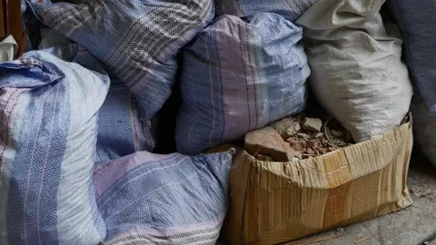 Construction Waste Bags and Rubble Cardboard Box 스톡 동영상 337291561