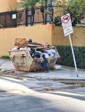 Construction waste bin Stock Photos