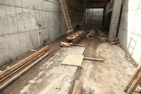 Construction waste on the construction of a large building 스톡 사진