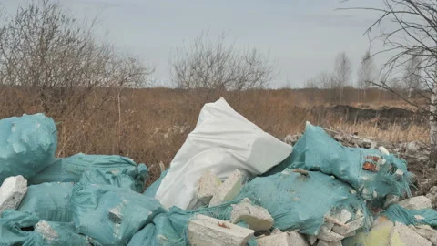 Construction waste in the field Video stock 107537458