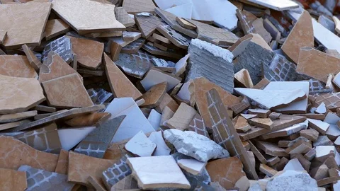 Construction waste, stone, brick and tile waste, environmental pollution, Video stock 118837547
