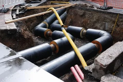 Construction of water supply Stock Photos