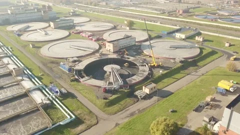 Construction water treatment systems, view from above Stock Footage 166735012