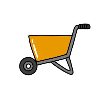 Construction wheelbarrow doodle icon, vector illustration Stock Illustration