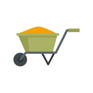 Construction wheelbarrow icon flat isolated Stock Illustration