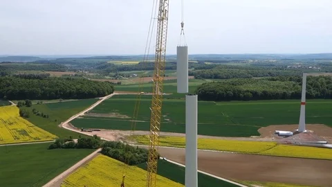 Construction of a wind power in Europe. Video stock 73123826
