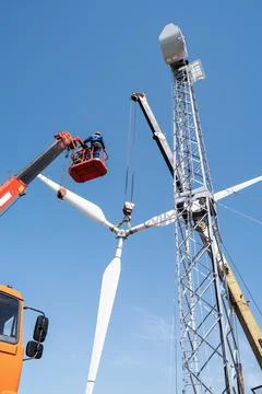 Construction of a wind power plant Stock Photos