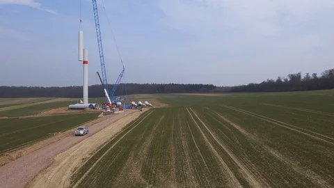 Construction of a wind power in Saarland. Video stock 73123752