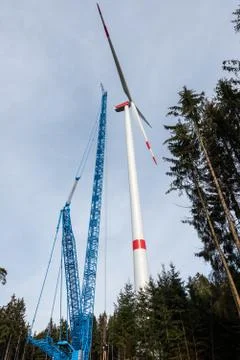 Construction of a wind turbine Stock Photos