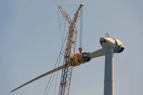 Construction of a wind-turbine Stock Photos