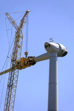 Construction of a wind-turbine Stock Photos