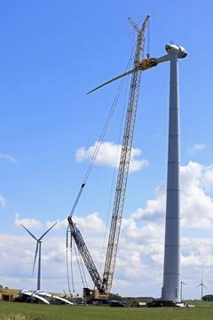 Construction of a wind-turbine Stock Photos