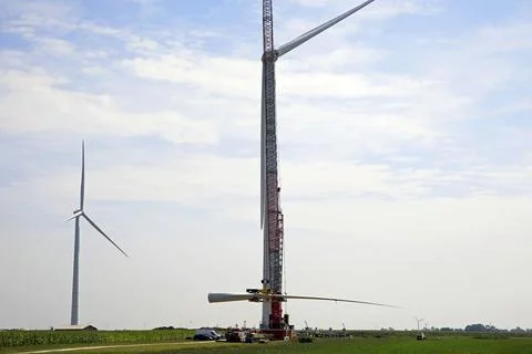 Construction of a wind-turbine Stock Photos