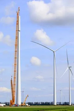 Construction of a windturbine Stock Photos