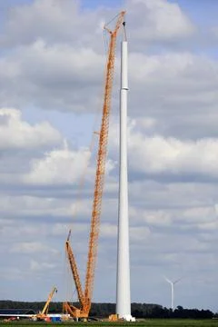 Construction of a windturbine Stock Photos