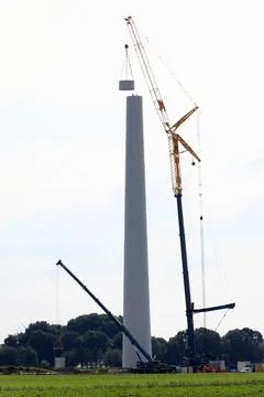 Construction of a windturbine Stock Photos