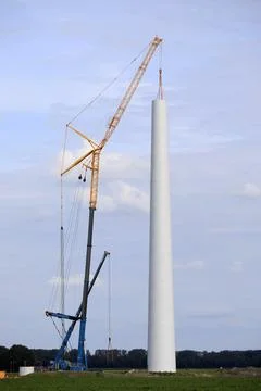 Construction of a windturbine Stock Photos
