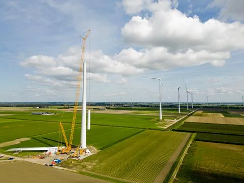 Construction of a windturbine Stock Photos