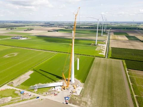 Construction of a windturbine Stock Photos