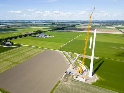 Construction of a windturbine Stock Photos