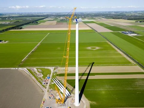 Construction of a windturbine Stock Photos