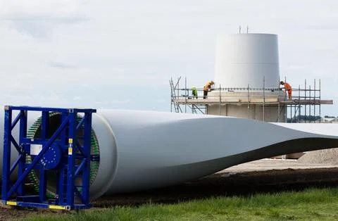 Construction of a windturbine Stock Photos