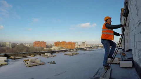 Construction in winter. Background city. Video stock 58297291
