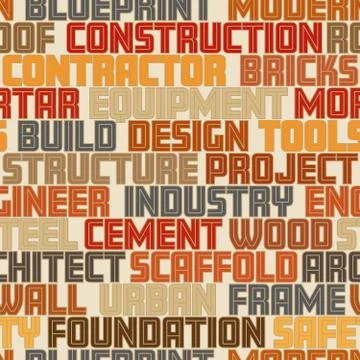 Construction words seamless tile Stock Illustration