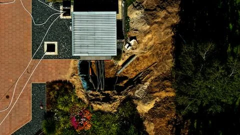 Construction Work and Utility Excavation at Freibad Elze Stock Photos