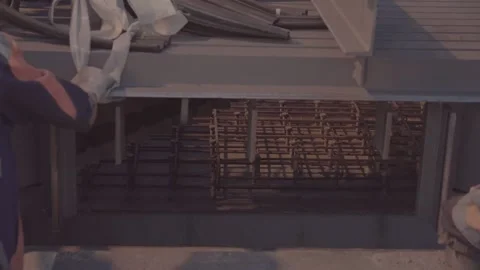 Construction work, bridge construction, iron structure, lattice, builders Stock Footage 278402740