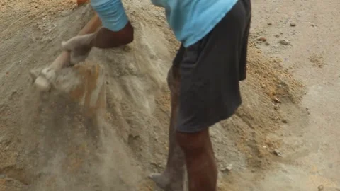 Construction work with Cement and Sand, labour working Stock Footage 340001779