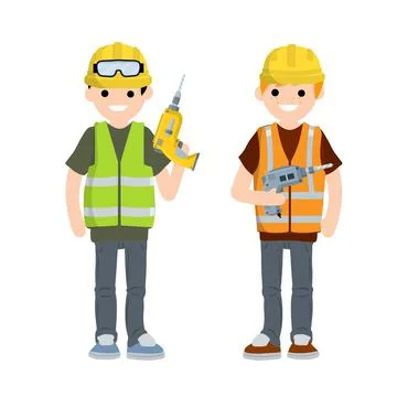 Construction work. Clothing and tools worker with screwdriver and drill Stock Illustration