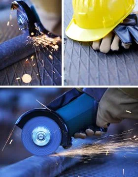 Construction work collage Stock Photos